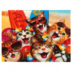 Мозаика алмазная 12*17см КОКОС Веселые котята полная выкладка холст в рамке 214895