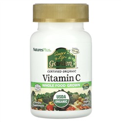NaturesPlus, Source of Life Garden, сертифицированный органический витамин C, 60 растительных капсул