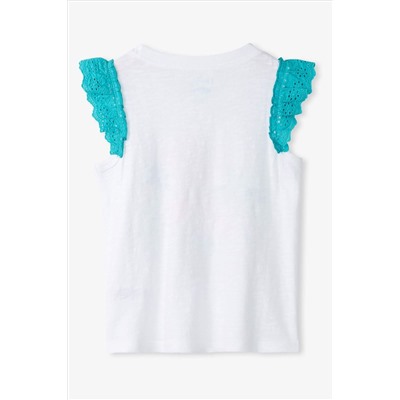 Hatley Stay Golden Ruffle Sleeve Tank White Top