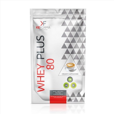 WHEY PLUS 80 (капучино), протеиновый коктейль, 480 г - Keforma