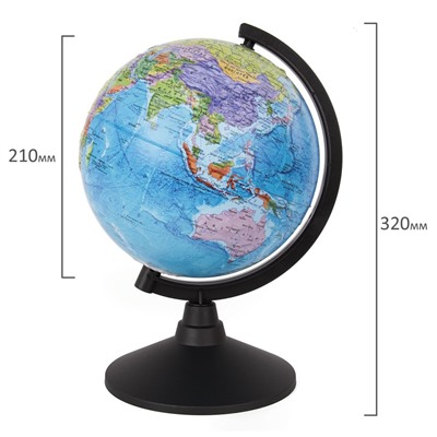 Глобус политический рельефный D=210 мм (K022100200) на круглой подставке
