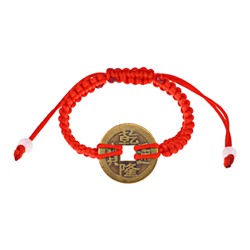 BS486 Плетёный браслет с монетой Фэн-Шуй из красной нити