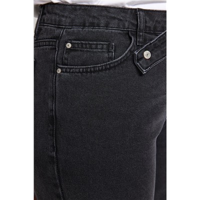 Антрацитовые джинсы широкого кроя TBBAW24CJ00008
