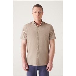 Норковая рубашка с воротником на пуговицах, 100% хлопок, тонкий, с короткими рукавами, стандартный крой