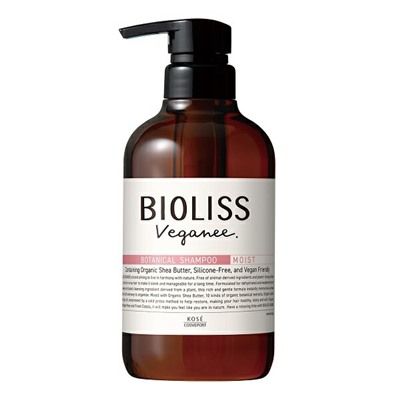 KOSE Веганский шампунь "Bioliss Veganee" для волос на основе органических масел и ботанических экстрактов «Увлажнение» (1 этап) 480 мл / 12