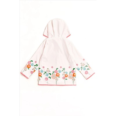 Nicole Miller Floral Print White Raincoat