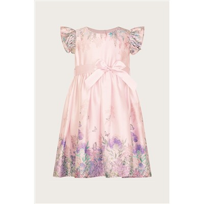 Monsoon Baby Pink Alium Satin Print Dress