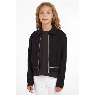 Calvin Klein Logo Tape Zip Black Jacket