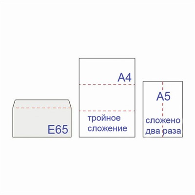 Конверты E65 (110х220 мм), отрывная лента, "Куда-Кому", 80 г/м2, КОМПЛЕКТ 1000 шт., внутренняя запечатка Е65.02СКК