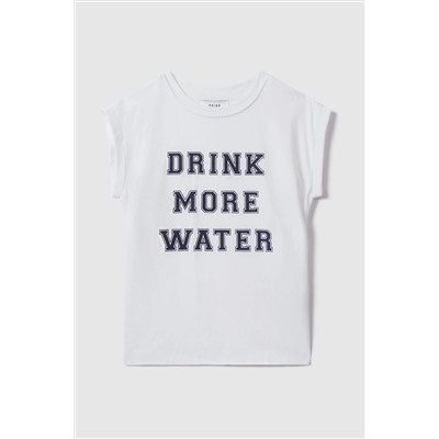 Reiss Tereza Slogan Crew Neck T-Shirt