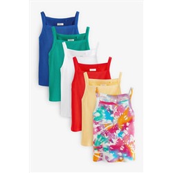 Rainbow Tie Dye 6 Pack Rib Strappy Vest (3-16yrs)
