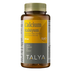 Talya Кальций Магний Цинк Витамин D 60 Таблетка Talya Kalsiyum Magnezyum Çinko Vitamin D 60 Tablet