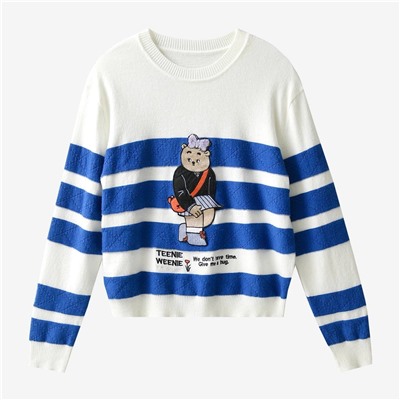 Ещё одна новинка от Teenie Weeni*e 🐻 коллекция 2024✔️ свитер в полоску с брендовой нашивкой в виде мишки , реплика высокого качества ✔️ цена на оф сайте выше 11 000🙈
