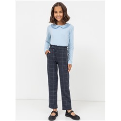 Прямые брюки с высокой линией талии сине-серого цвета для девочек