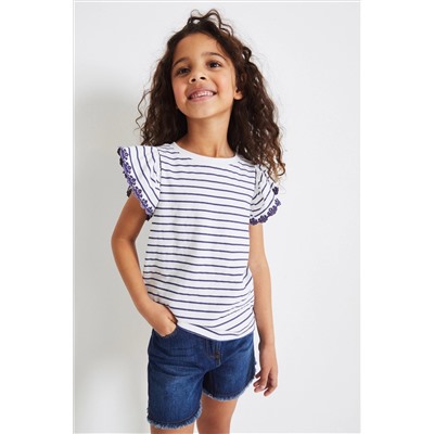 Broderie Frill Sleeve T-Shirt (3-16yrs)