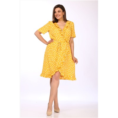 Платье LADY SECRET 3698 желтый+горошек