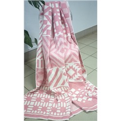 Одеяло шерсть 15% Жаккард 3-пэчворк (розовый)