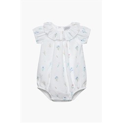 Trotters London Little Floral Fleur Cotton Willow Bubble White Romper