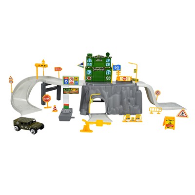 CHJIAHUIDA TOYS Игровой набор "Парковка: Бункер военных" (55х22,5х18 см, авто, 2 этажа, свет, звук, аксесс.)