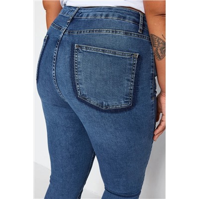 Синие гибкие джинсы скинни с высокой талией и карманами TBBSS23CJ00018