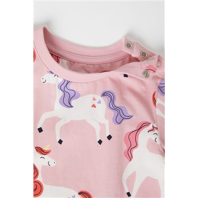 Polarn O Pyret Pink Organic Cotton Unicorn T-Shirt