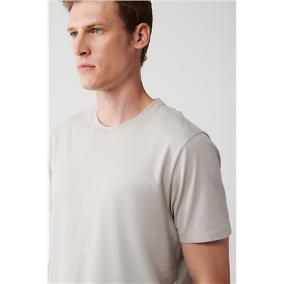 Серая дышащая футболка стандартного кроя из 100 % хлопка с круглым вырезом