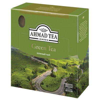 Чай AHMAD (Ахмад) "Green Tea" зеленый, 100 пакетиков по 2 г, 478i-08