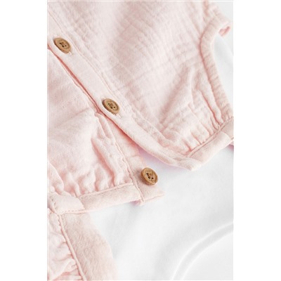 Pink Bunny Short Sleeve Short Leg Baby Dungarees (0mths-2yrs)