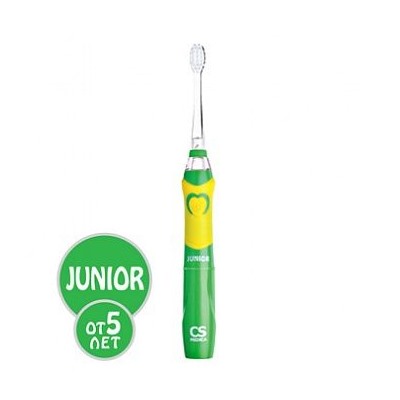 Электрическая звуковая зубная щетка OMRON CS Medica SonicPulsar CS-562 Junior желто-зеленая
