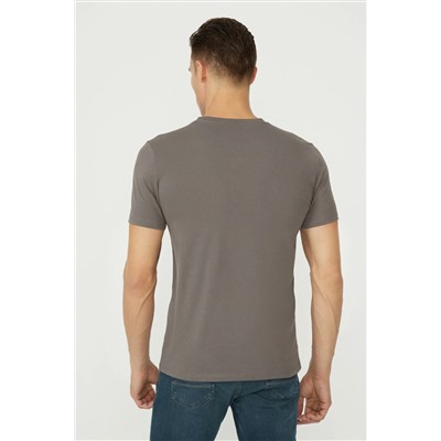 Мужская футболка стандартного кроя из 100 % хлопка с v-образным вырезом антрацитового цвета E001001