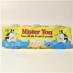 Тунец Yellowfin в подсолнечном масле т.м. Mister Ton 3*80 г