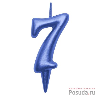 Свеча для торта "Овал" цифра 7 (синий), 8х4х1,2 см. NEW арт. MD-МС5-47