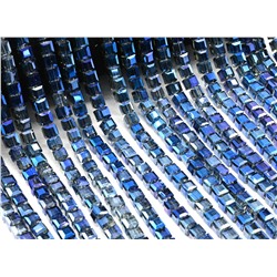 Бусины из циркона кубик гр.6*6мм цв.синий хамелеон, 40см, 70 бусин