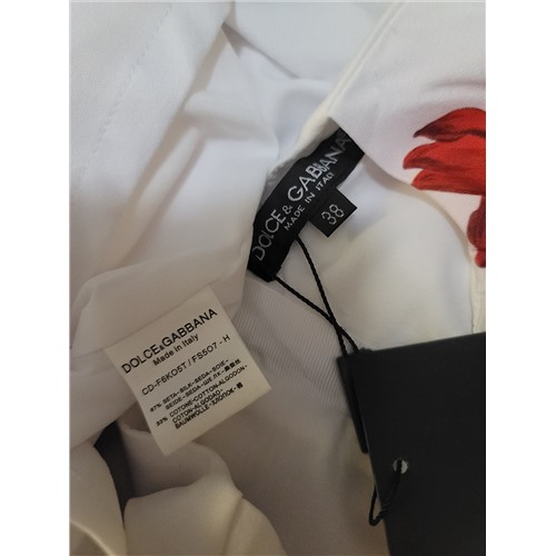 Блузка Dolce&Gabbana белая (пионы) Размер 38