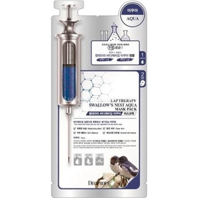 DEOPROCE LAP THERAPY AMPOULE MASKPACK SWALLOW'S NEST AQUA Увлажняющая тканевая маска для лица с экстрактом ласточкиного гнезда 2+25г