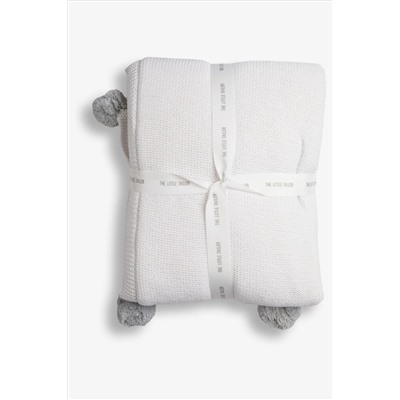 The Little Tailor Pink Pom Pom Plush Lined Baby Blanket