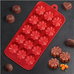 Форма для конфет и шоколада Доляна «Цветочки», силикон, 21×10×2 см, 15 ячеек, цвет МИКС