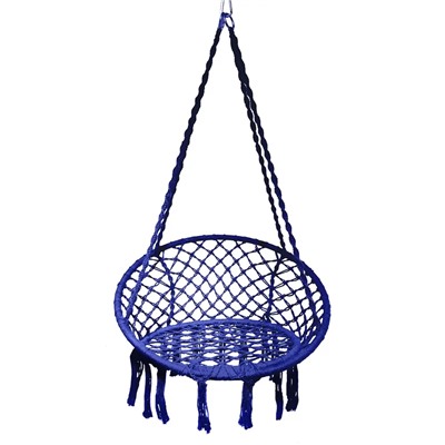 ProfiCamp Кресло-гамак подвесное плетёное (80х60х120 см, хлопок/поликоттон, до 150 кг, синее)