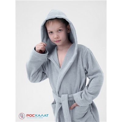 Детский махровый халат с капюшоном серебристый МЗ-04 (53)