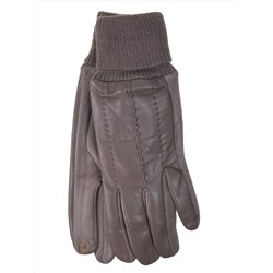 Элегантные демисезонные перчатки из кожи и велюра, цвет бежево-серый