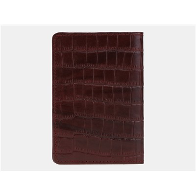Бордовая кожаная обложка для паспорта из натуральной кожи «PR006 Bordo Croco»