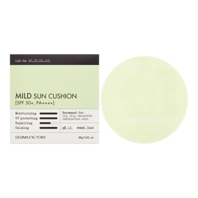 DERMA FACTORY Inorganic Mild Sun Cusion Увлажняющий солнцезащитный кушон с охлаждающим эффектом 26мл