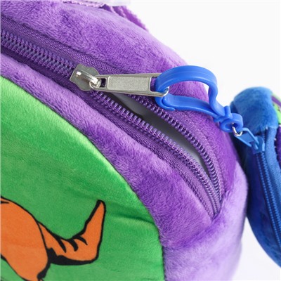 Рюкзак детский плюшевый с кошельком "Динозавр", 24*24 см, цвет фиолетовый