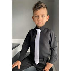 Комплект из 2 предметов: однотонная черная рубашка и галстук для мальчика ENT-PLAIN BLACK SHIRT-TIE