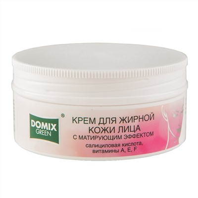 Domix Green Крем для жирной кожи лица с матирующим эффектом с салициловой кислотой, витаминами A, E, F, 75 мл