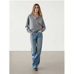 Jeans tiro alto wide leg full length