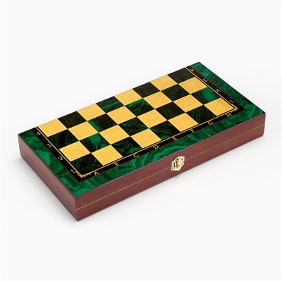 Настольная игра 3 в 1 "Малахит": шахматы, шашки, нарды, дерево 40 х 40 см