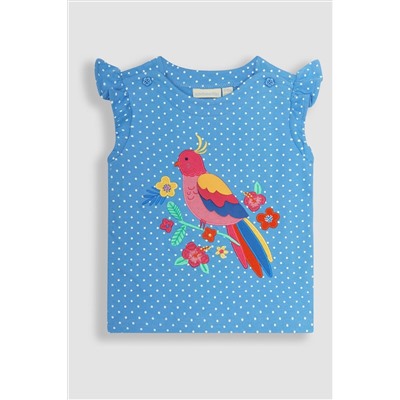 JoJo Maman Bébé Tropical Bird Appliqué T-Shirt