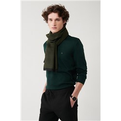 Зеленый трикотажный свитер унисекс, полуводолазка, не скатывается, стандартная посадка
