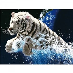 Мозаика алмазная 30*40см КОКОС Прыжок тигра частичная выкладка холст на подрамнике 214935